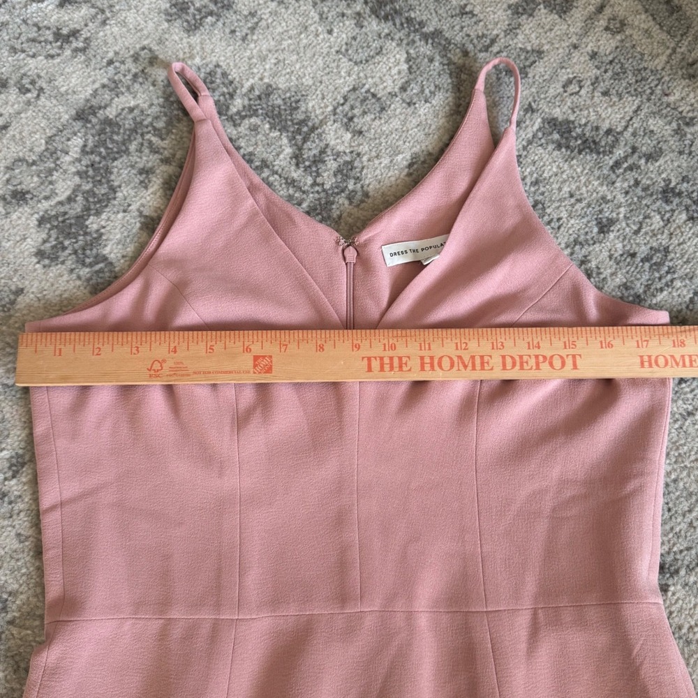 Dress The Population Lyla Blush Pink V-Neck Midi Dress Womens Large L 1537 - Picture 5 of 6